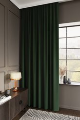 Штора готовая портьера 200х280 бархат темно-зеленый