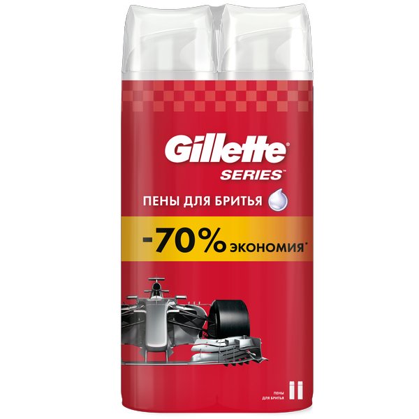 Промонабор Gillette Series Пена для бритья 200мл Питательный/Тонизирующ.+Пена для бритья 200мл для чувств.кожи