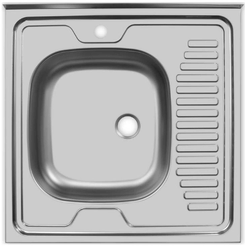 Мойка кухонная накладная Mega 60x60х12,5см квадратная, чаша слева, нерж.сталь
