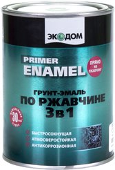 Грунт-эмаль по ржавчине 3в1 ЭКОДОМ Коричневый RAL 8017 (0,9кг)