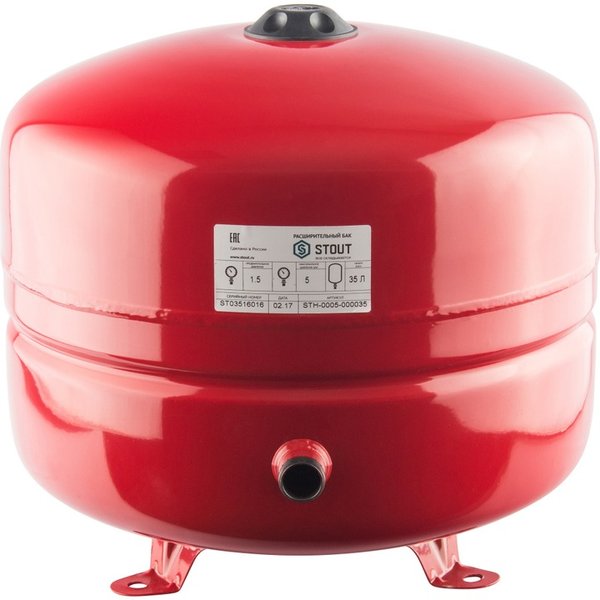 Бак расширительный на отопление 35л (цвет красный) Stout