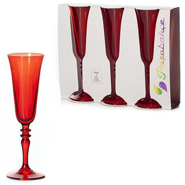 Набор бокалов для шампанского Pasabahce Enjoy Red 190мл 3шт стекло