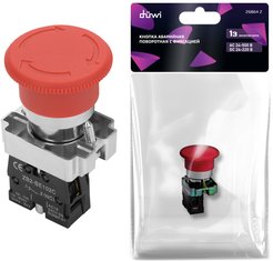 Кнопка duwi BS542 Грибок аварийная с фиксацией поворотная красная 26864 2