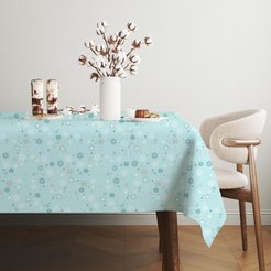 Скатерть прямоугольная Fine Line Снеговики 145х220см голубой, хлопок