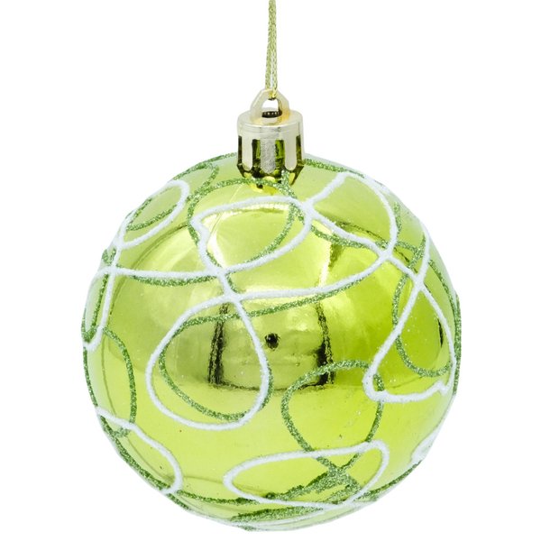Набор шаров с узором 6шт 7см зелёный SYQD-012356