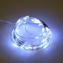 Электрогирлянда внутренняя Струна 5м 50LED, холодный белый, на батарейках (тип: АА)