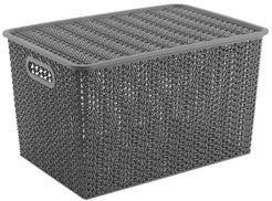 Корзинка д/хранения Violet Вязь 14л 35х24,5х20,5см с крышкой, серый ПП