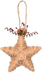 Украшение звезда 12см лён SYPMPA-112105