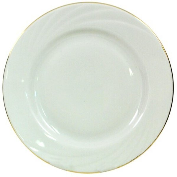 Тарелка круглая десертная 17,5см Голубка белая, отводка золотом, фарфор 0С0871