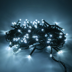 Электрогирлянда внутренняя Нить 10м 100LED, IP 20, холодный белый, 8 режимов, темно-зеленый кабель