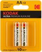 Батарейка алкалиновая Kodak LR6-2BL ULTRA PREMIUM 2шт