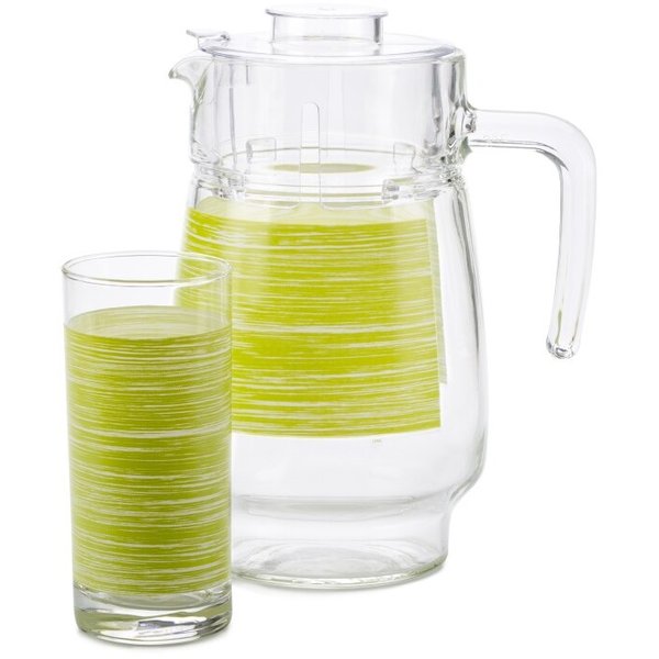 Набор питьевой Luminarc Brush Mania Green Кувшин 1,6л+Стакан 270мл 6шт стекло