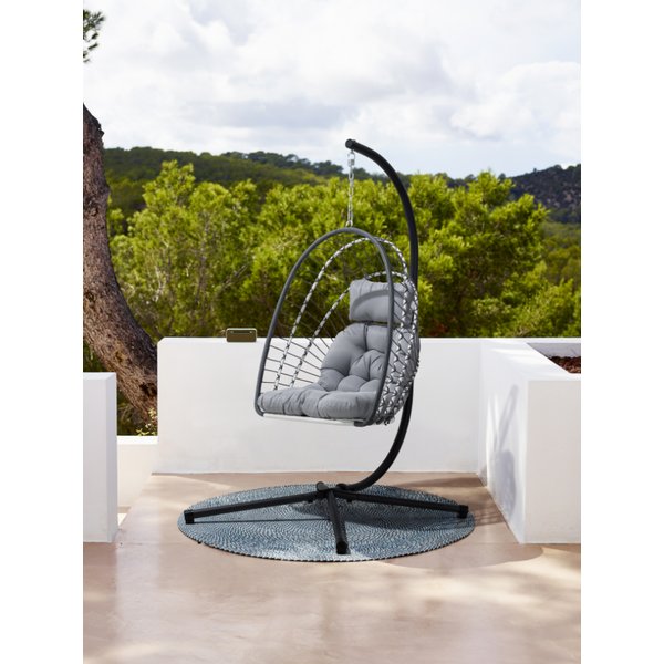 Кресло подвесное садовое Остин 126х104см h195см, стойка d48мм, сталь/иск.ротанг, полиэстер 180г, серый