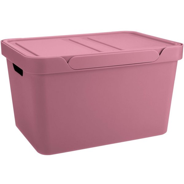 Контейнер д/хранения Econova Luxe 18л 38х27,6х22см с крышкой, розовый ПП