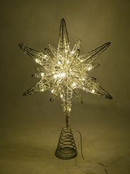 Верхушка елочная Звезда 23х7х34см 30LED, теплый белый свет, медная проволока, на батарейках, SYTYB-1723034