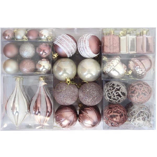 Набор украшений сосульки,жёлуди,подарки,шары 75шт розовое золото SYKCQA-012003