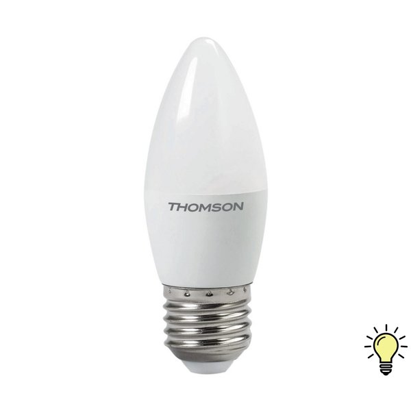 Лампа светодиодная THOMSON 8Вт Е27 свеча 3000К свет теплый