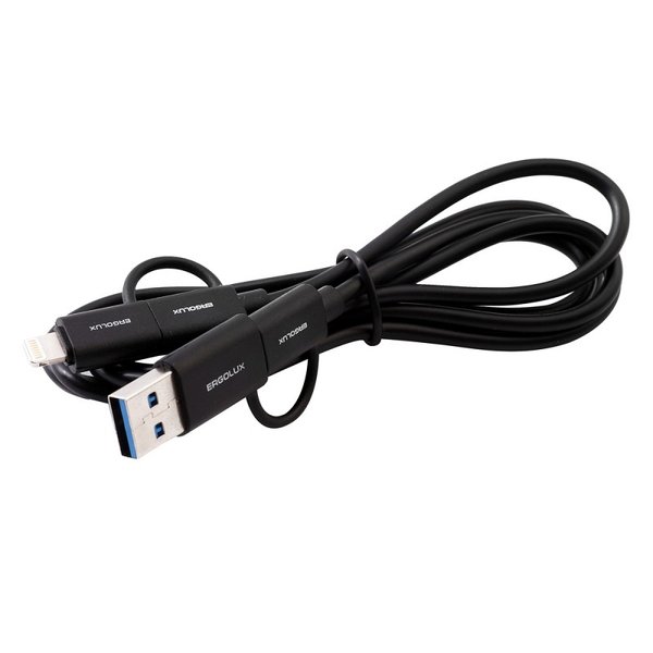 Кабель 4в1 USB/Type C-Type C/Lightning 5А черный 1,2м ERGOLUX 