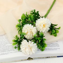 Цветок искусственный Пион грин хало белый 36см